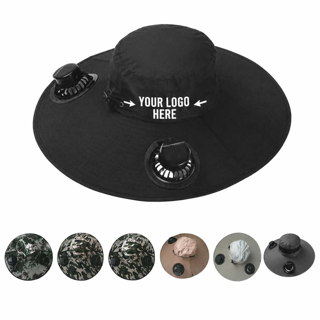 Rechargeable Cooling Fan Fisherman Hat - UV Protection Work Sun Hat