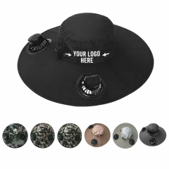 Rechargeable Cooling Fan Fisherman Hat - UV Protection Work Sun Hat
