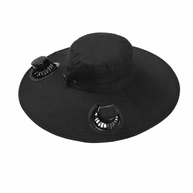 Rechargeable Cooling Fan Fisherman Hat - UV Protection Work Sun Hat