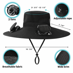 Rechargeable Cooling Fan Fisherman Hat - UV Protection Work Sun Hat