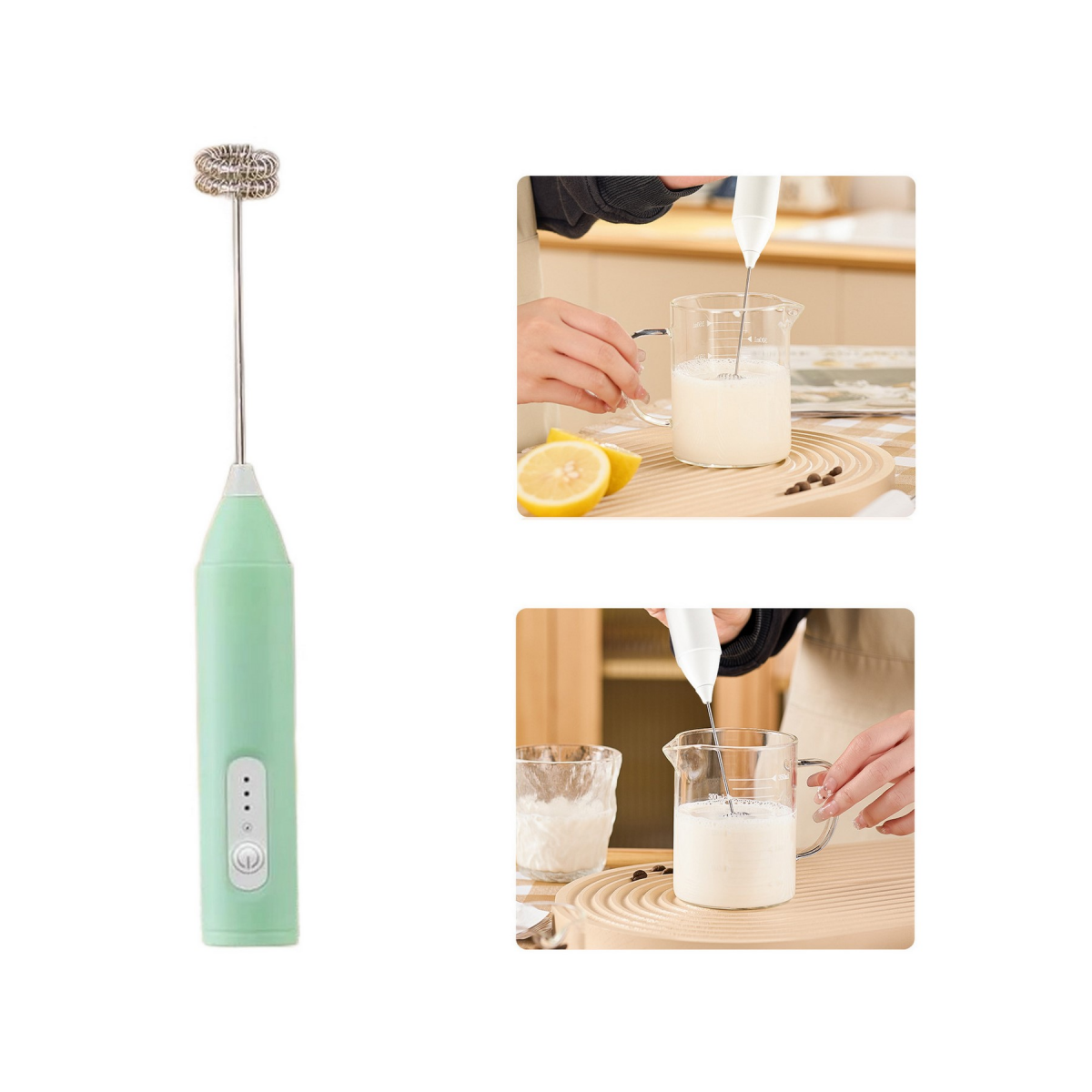 Rechargeable Electric Milk Frother Handheld Mixer