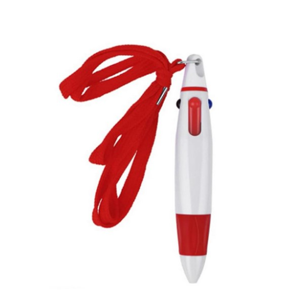 Retractable 4-Color Ballpoint Pen With Lanyard