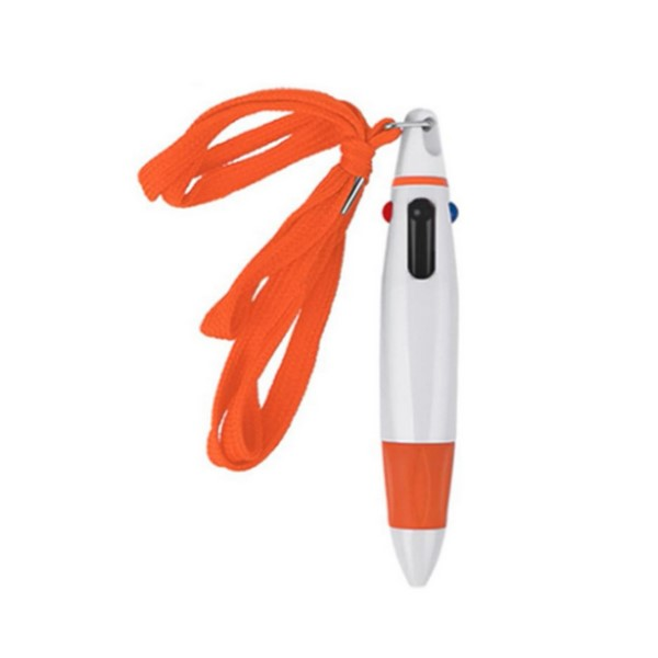 Retractable 4-Color Ballpoint Pen With Lanyard