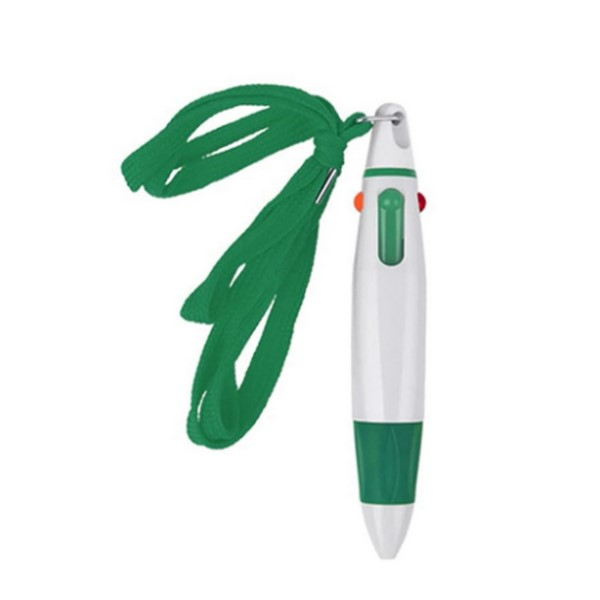 Retractable 4-Color Ballpoint Pen With Lanyard