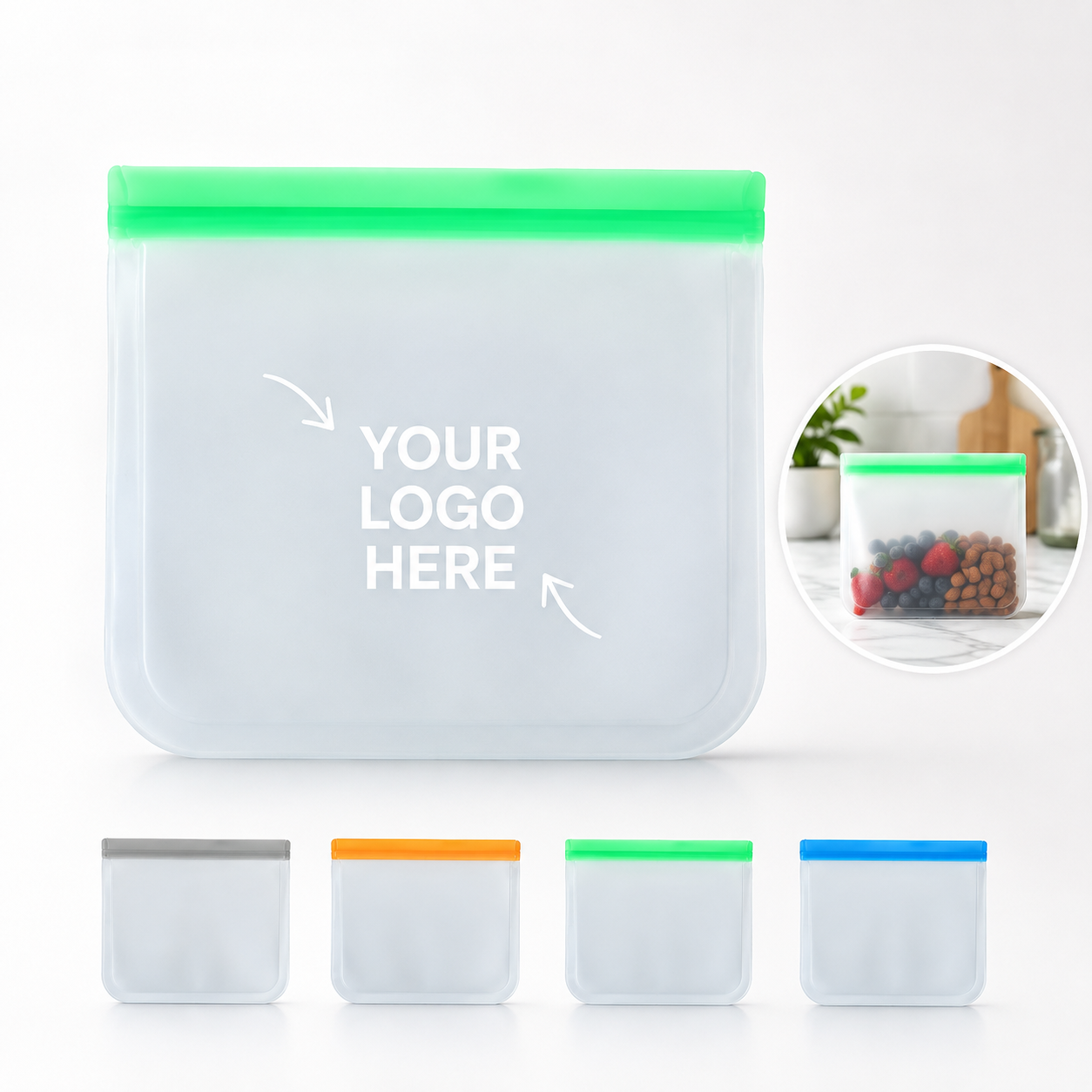 Reusable PEVA Zip Closure Food Storage Bag