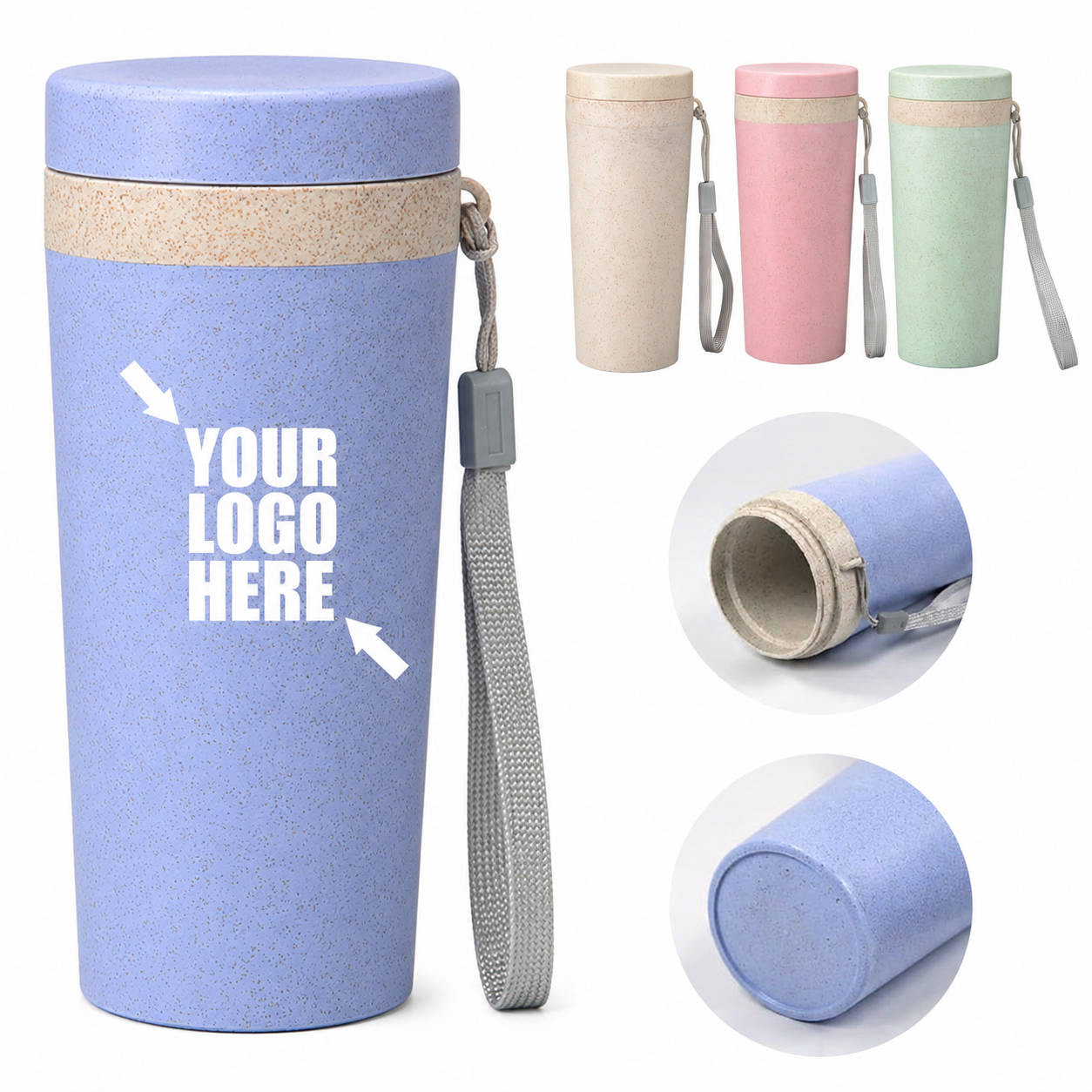 Reusable Wheat Straw Double-Layer Insulated Water Cup - Portable Eco Drink Bottle