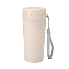 Reusable Wheat Straw Double-Layer Insulated Water Cup - Portable Eco Drink Bottle