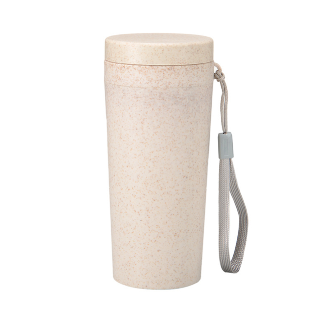 Reusable Wheat Straw Double-Layer Insulated Water Cup - Portable Eco Drink Bottle