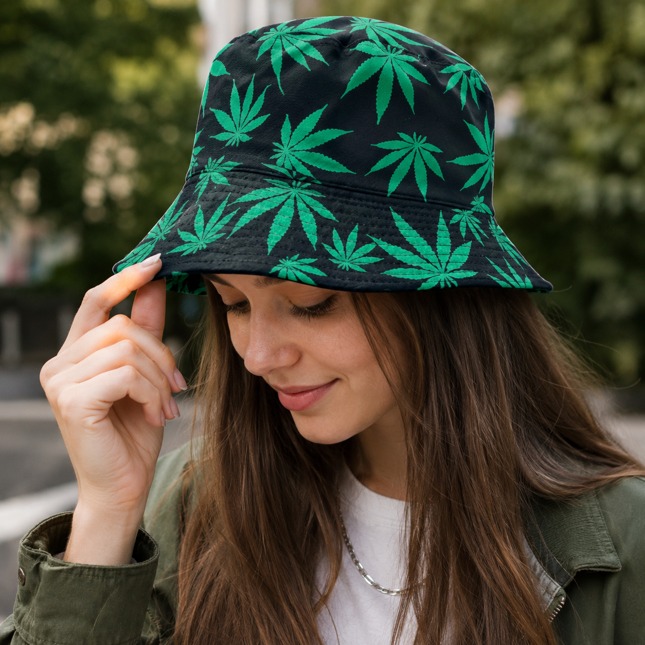 Reversible Maple Leaf Print Foldable Summer Bucket Hat