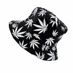 Reversible Maple Leaf Print Foldable Summer Bucket Hat