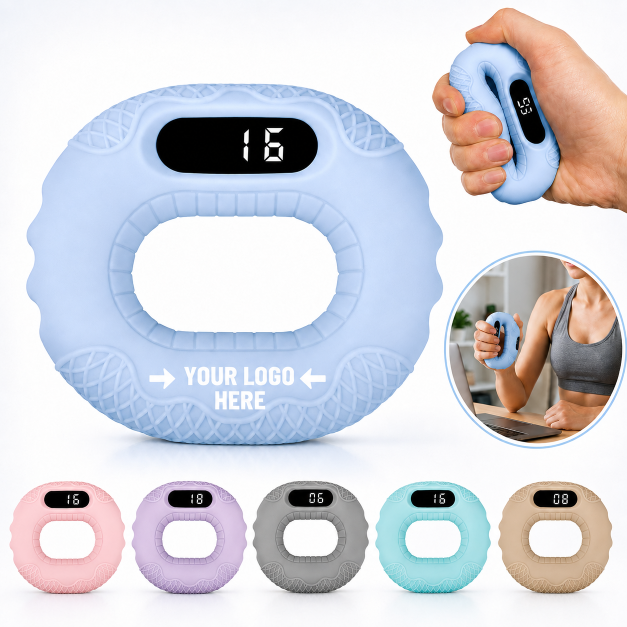 Silicone Grip Strength Trainer With Digital Counter