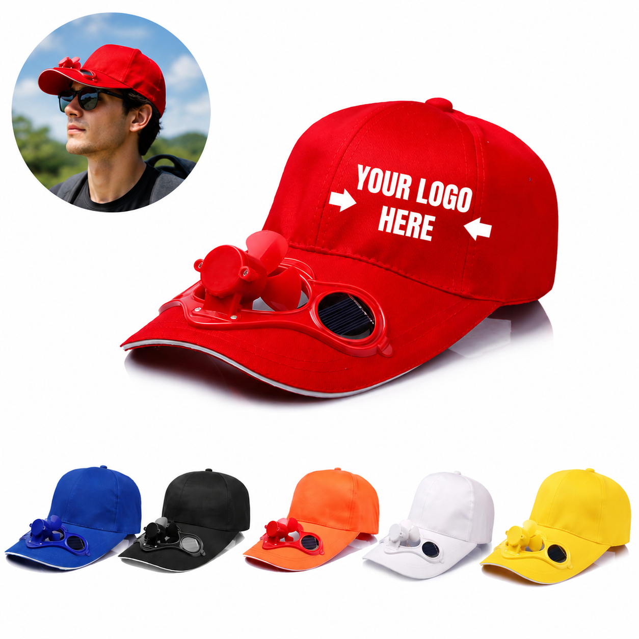 Solar Powered Cooling Fan Baseball Cap