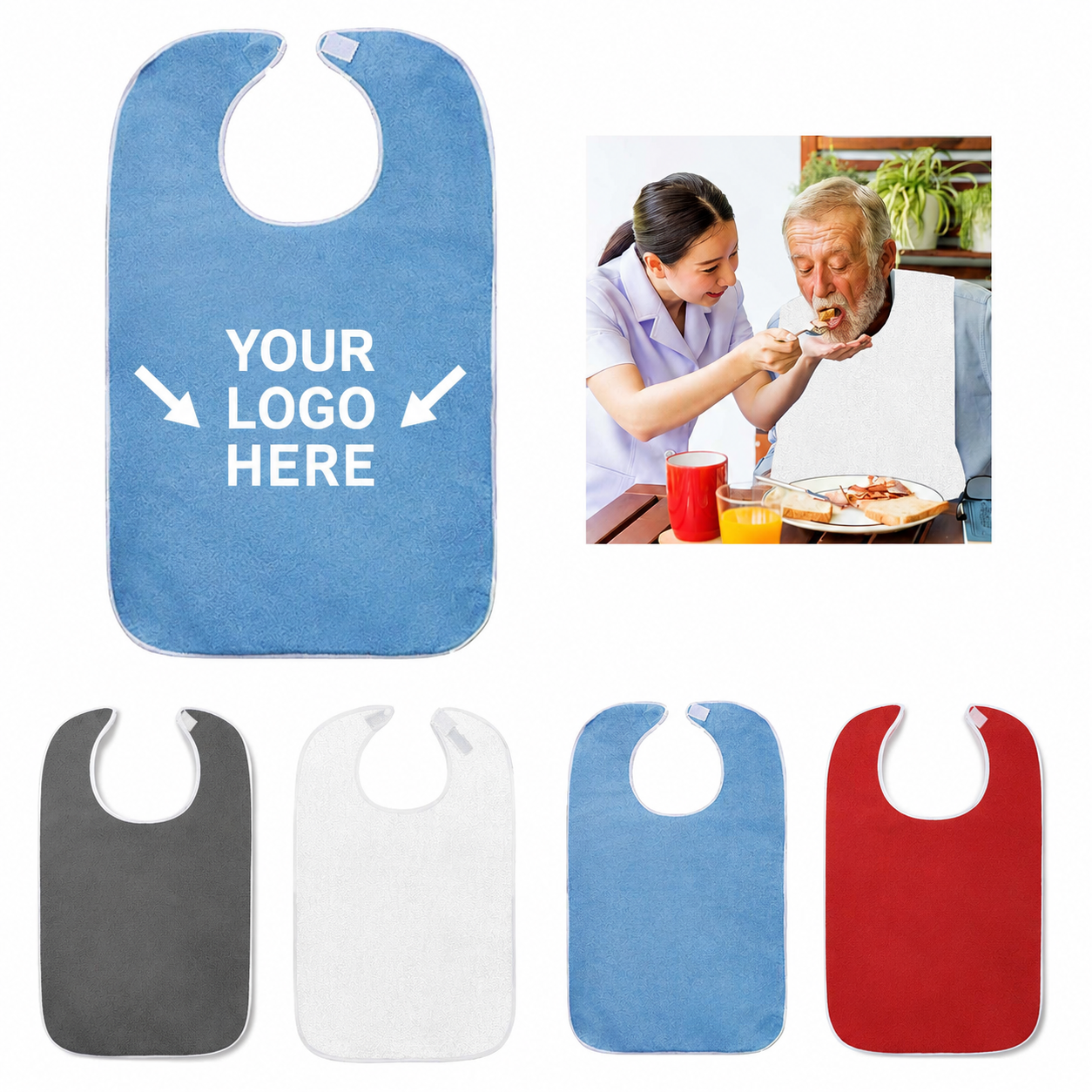Stain-Resistant Senior Care Bib Saliva Protection Towel