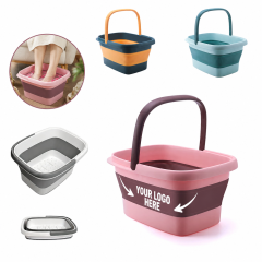 TPE Square Foldable Foot Bath Basin with Massage Base