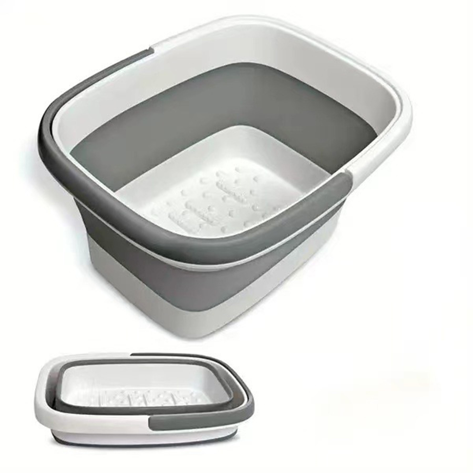 TPE Square Foldable Foot Bath Basin with Massage Base