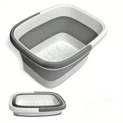 TPE Square Foldable Foot Bath Basin with Massage Base
