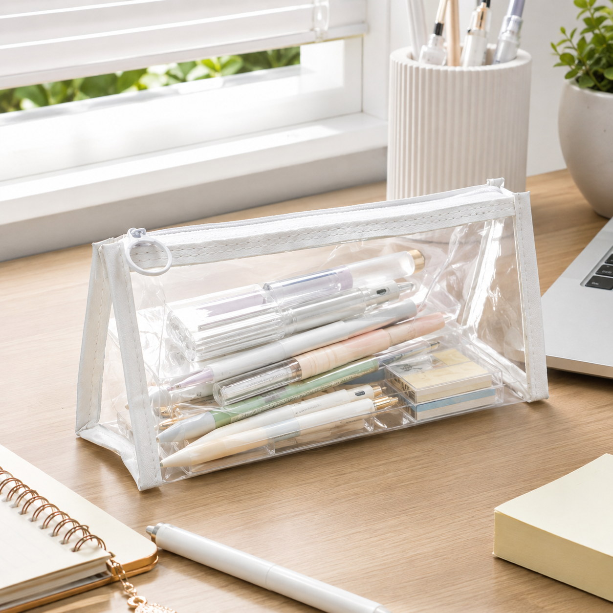 Transparent Triangular Zipper Pencil Case