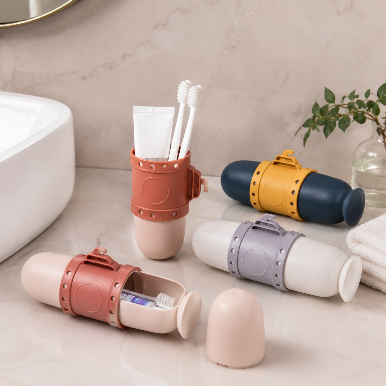 Travel Submarine Toothbrush Holder Set