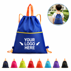 Waterproof Nylon Drawstring Backpack Bag With Zipper Pocket