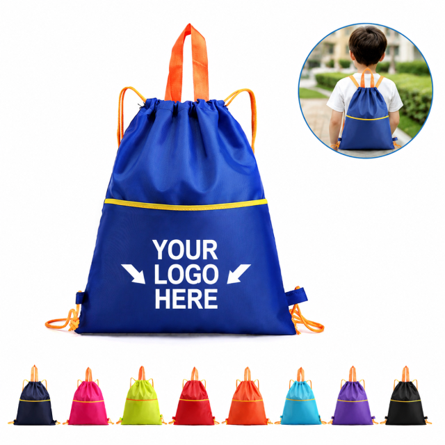 Waterproof Nylon Drawstring Backpack Bag With Zipper Pocket