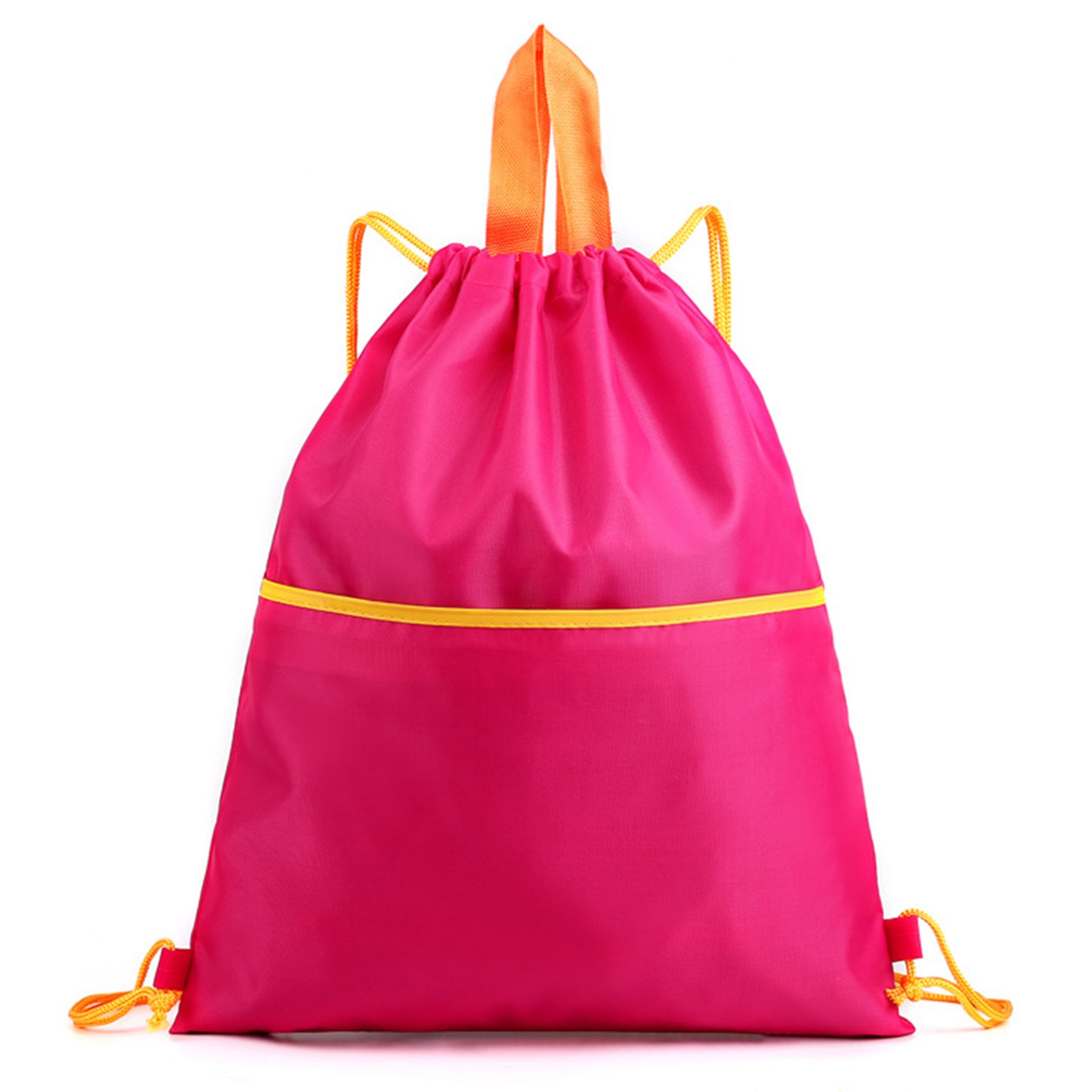 Waterproof Nylon Drawstring Backpack Bag With Zipper Pocket