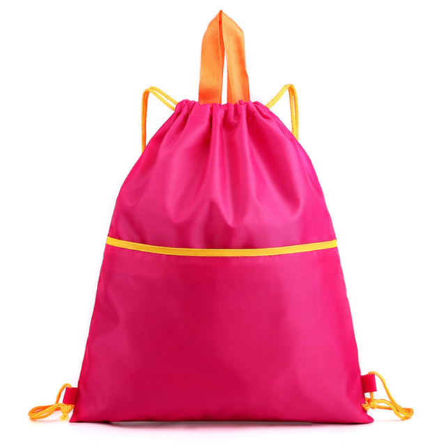 Waterproof Nylon Drawstring Backpack Bag With Zipper Pocket