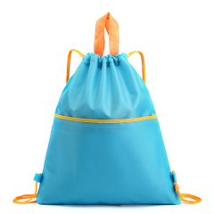 Waterproof Nylon Drawstring Backpack Bag With Zipper Pocket