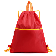 Waterproof Nylon Drawstring Backpack Bag With Zipper Pocket