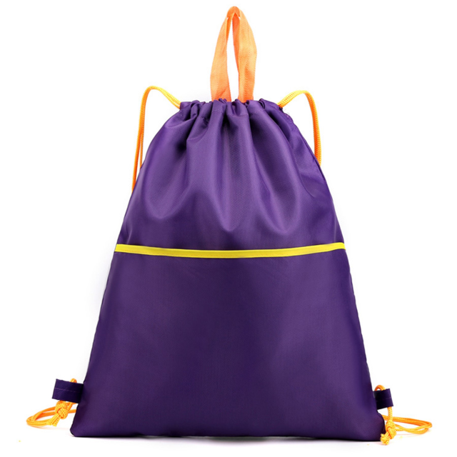 Waterproof Nylon Drawstring Backpack Bag With Zipper Pocket