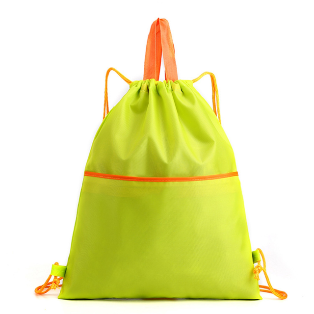 Waterproof Nylon Drawstring Backpack Bag With Zipper Pocket