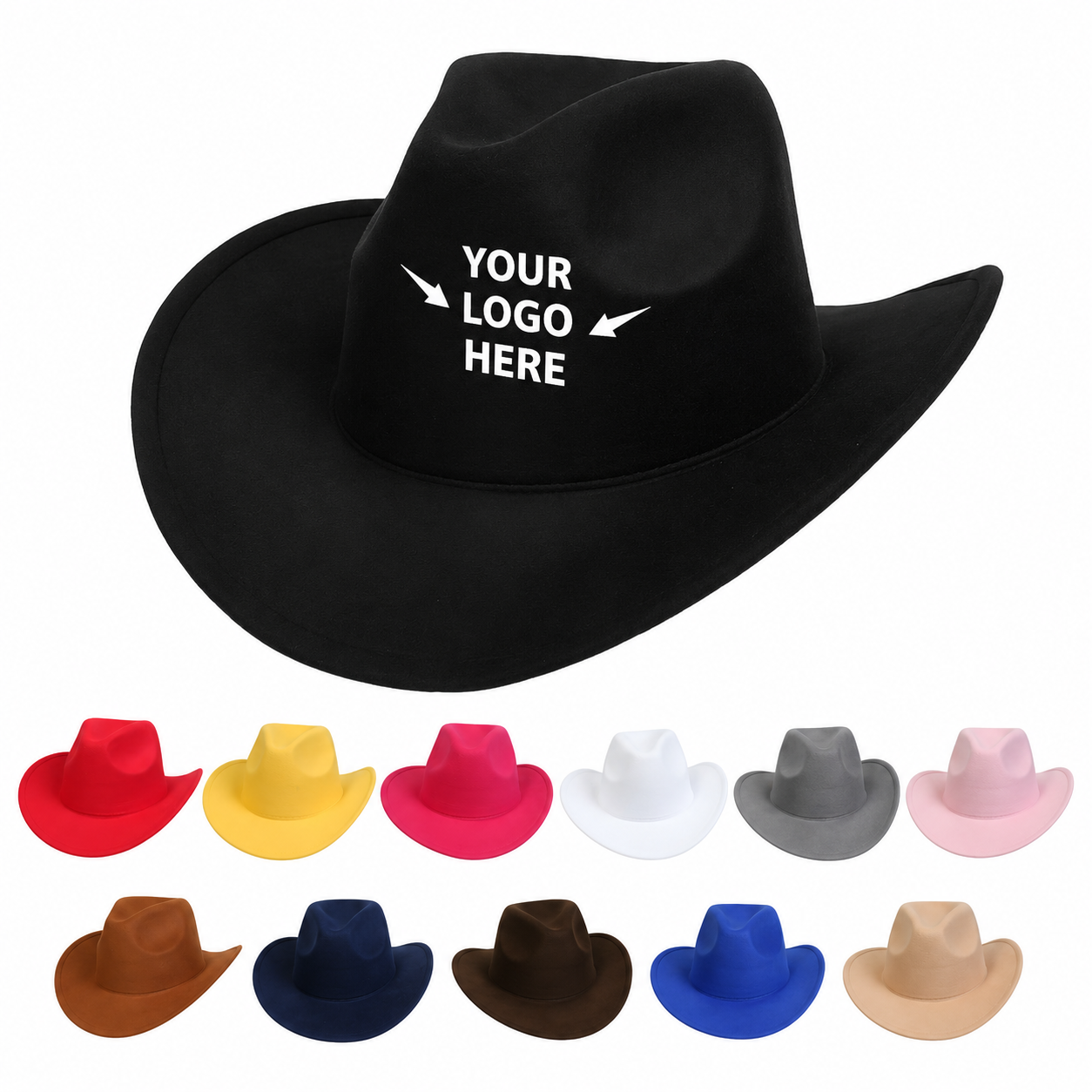 Western Felt Cowboy Hat - Wide Brim Sun Protection Hat