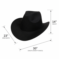 Western Felt Cowboy Hat - Wide Brim Sun Protection Hat