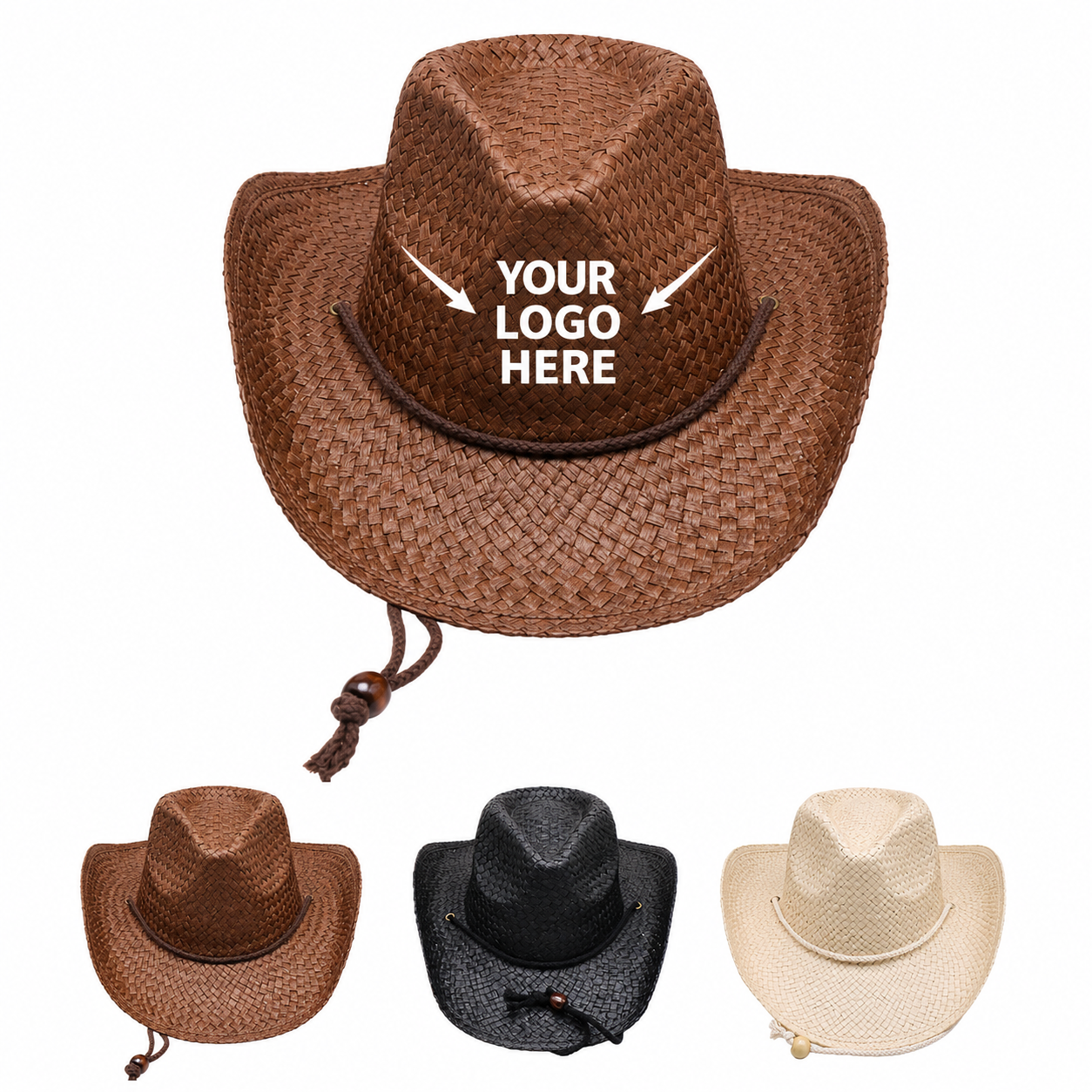 Western Straw Cowboy Hat - Wide Brim Sun Protection Hat