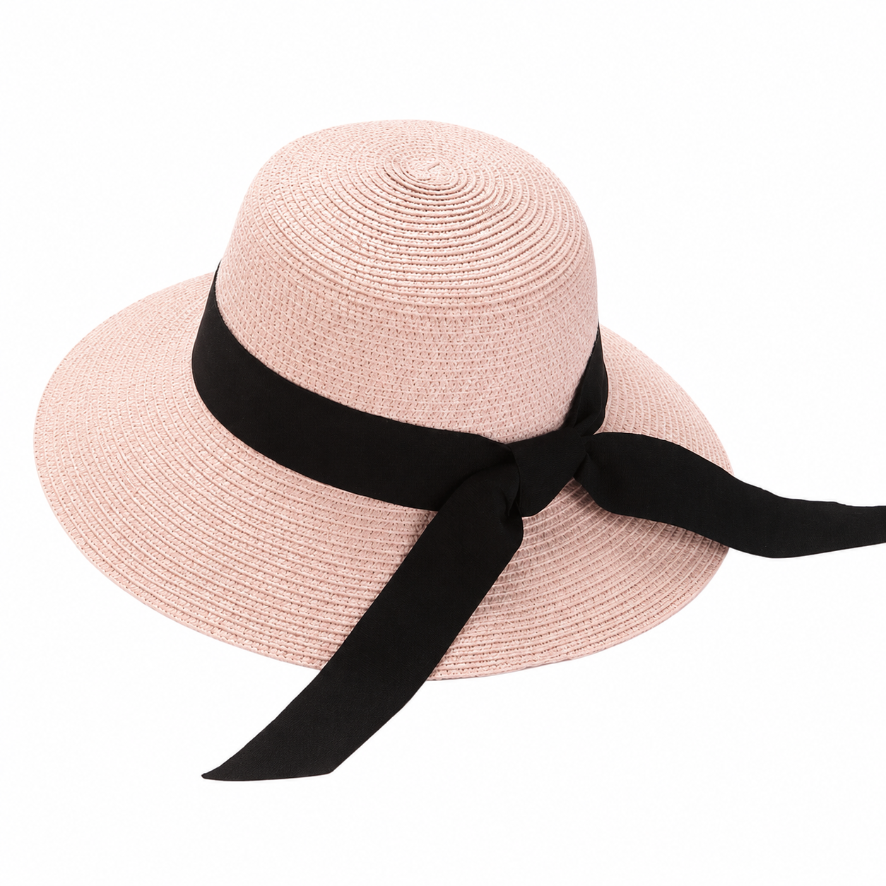 Women Straw Bow Ribbon Sun Hat - Wide Brim Beach Hat