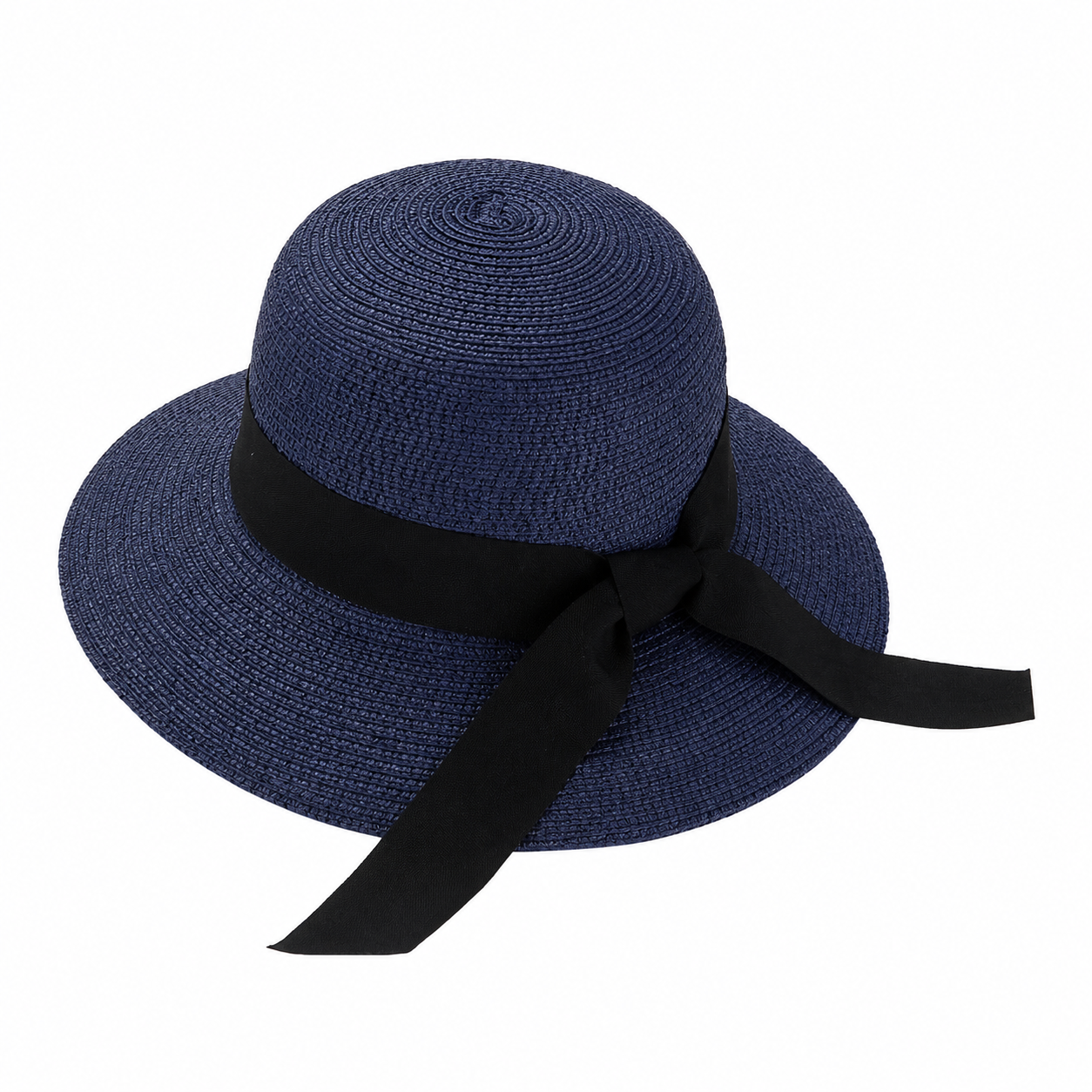 Women Straw Bow Ribbon Sun Hat - Wide Brim Beach Hat