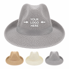 Women Straw Sun Hat with Bow Ribbon - Wide Brim Beach Hat