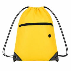 230D Polyester Drawstring Backpack With Front Zipper Pocket