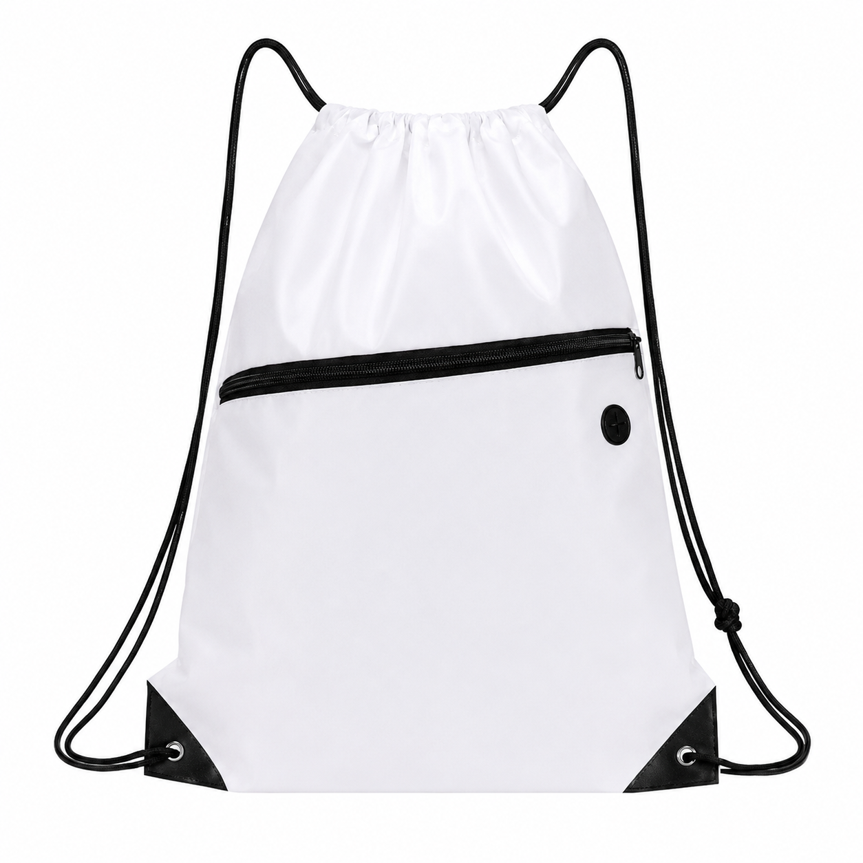 230D Polyester Drawstring Backpack With Front Zipper Pocket