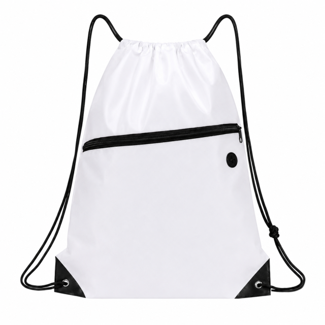 230D Polyester Drawstring Backpack With Front Zipper Pocket