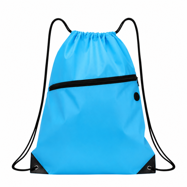 230D Polyester Drawstring Backpack With Front Zipper Pocket