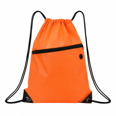230D Polyester Drawstring Backpack With Front Zipper Pocket