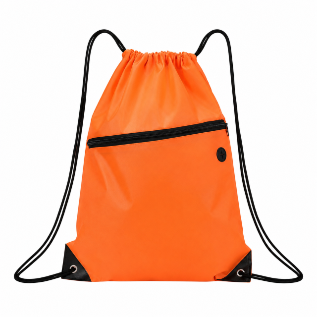 230D Polyester Drawstring Backpack With Front Zipper Pocket