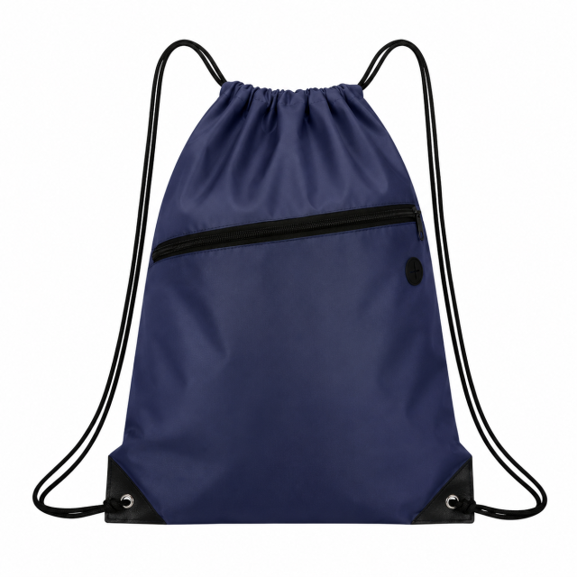 230D Polyester Drawstring Backpack With Front Zipper Pocket