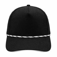 5 Panel Rope Accent Snapback Cap with Custom Patch