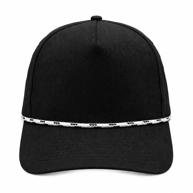 5 Panel Rope Accent Snapback Cap with Custom Patch