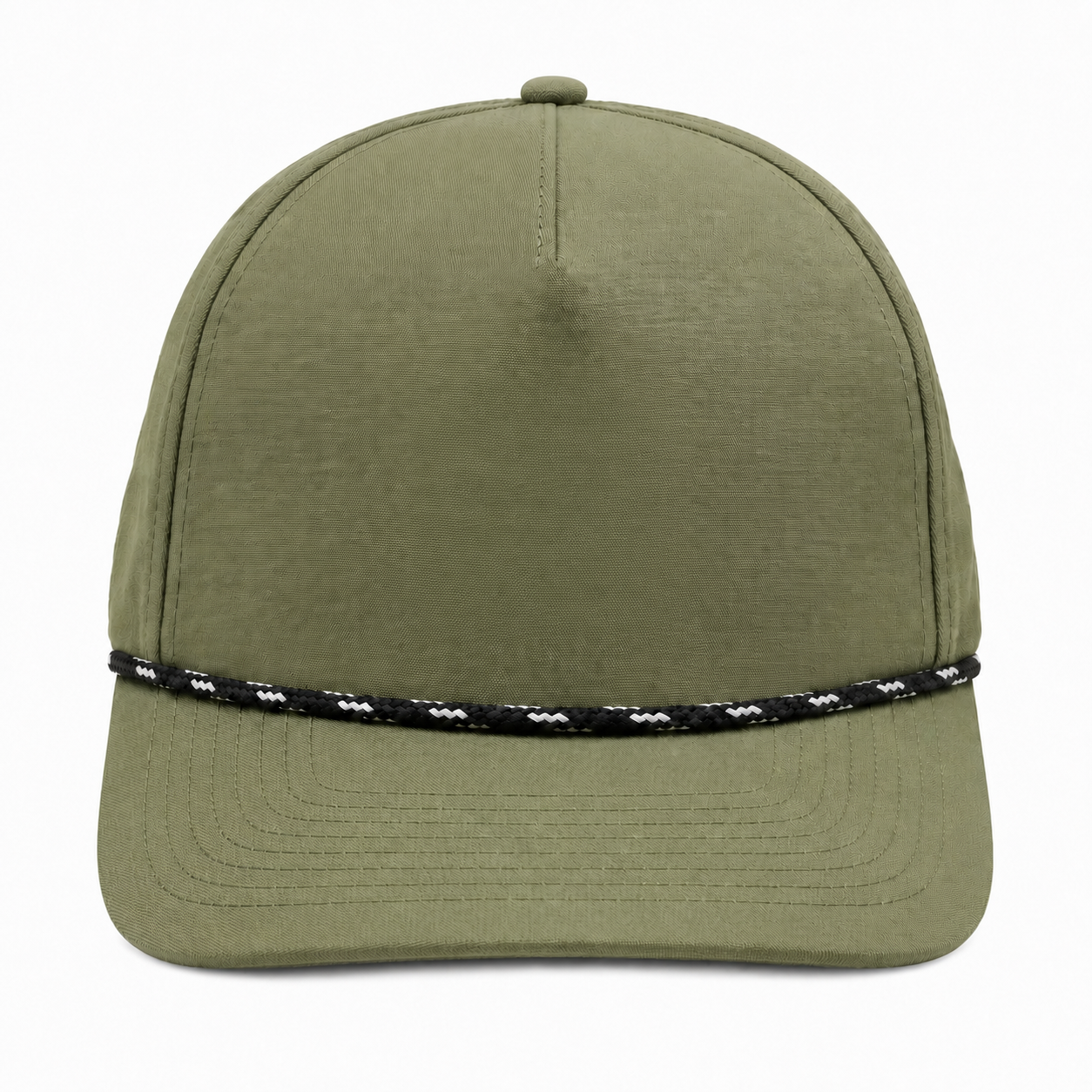 5 Panel Rope Accent Snapback Cap with Custom Patch