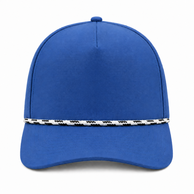 5 Panel Rope Accent Snapback Cap with Custom Patch