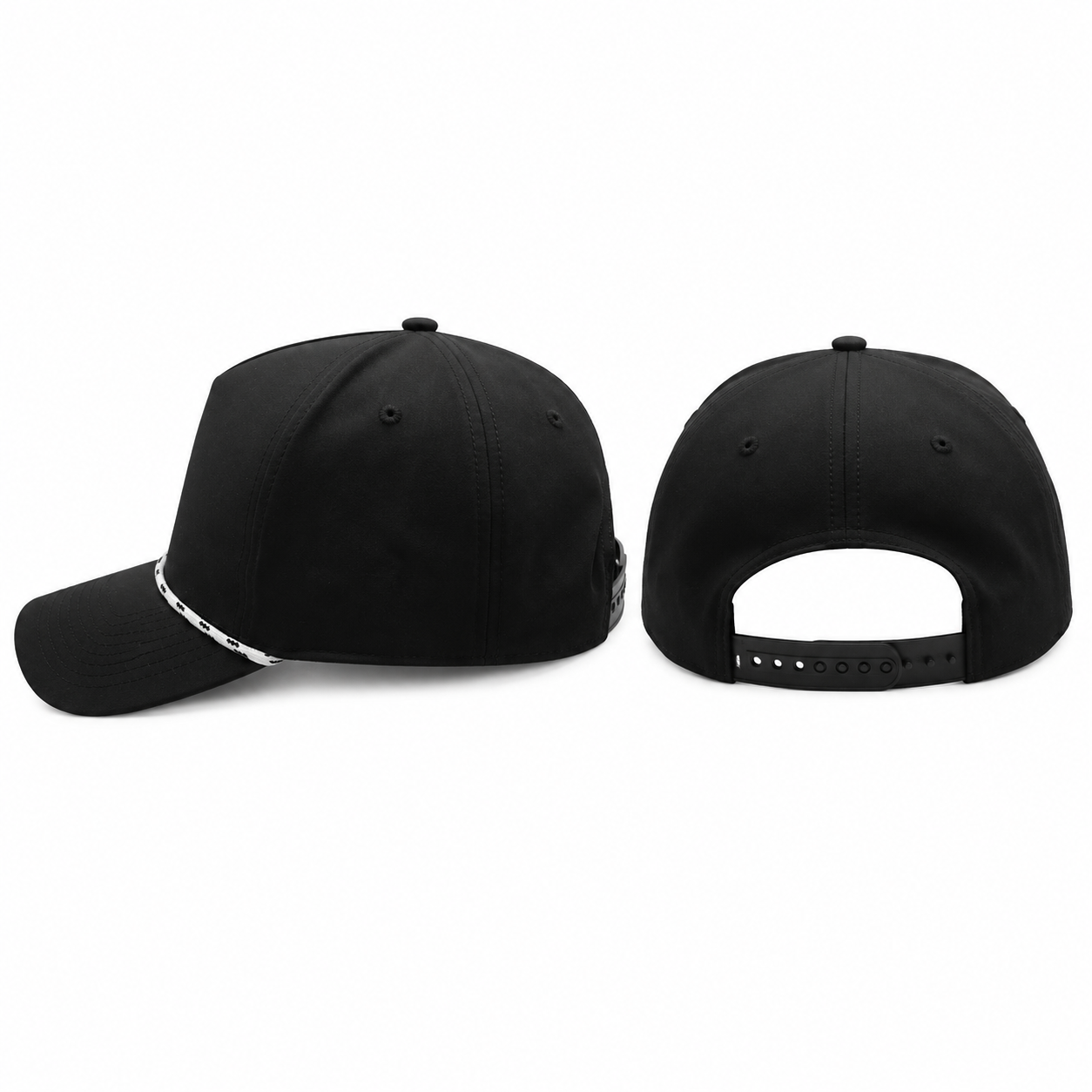 5 Panel Rope Accent Snapback Cap with Custom Patch