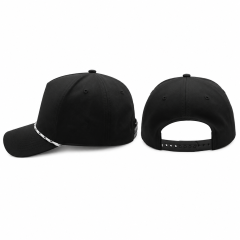 5 Panel Rope Accent Snapback Cap with Custom Patch