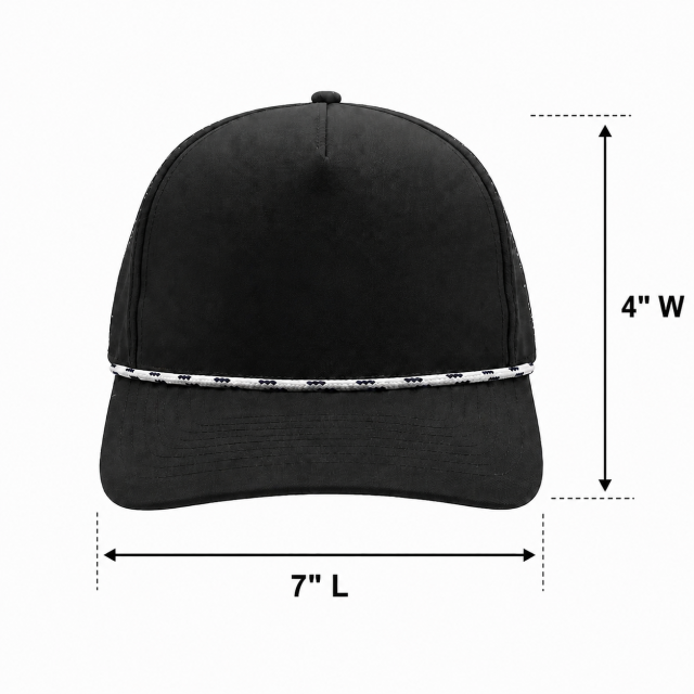 5 Panel Rope Accent Snapback Cap with Custom Patch
